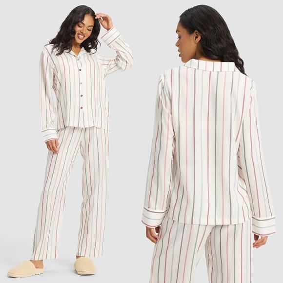 Cozy Earth Shirt Womens XL White Striped Pajama Top Long Sleeve Lounge Sleepwear - Picture 2 of 13
